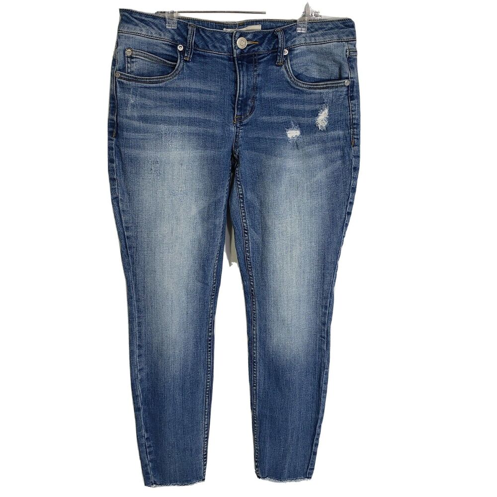 Maurices Womens Size 28 Ankle Jeans Destroyed Distressed Raw Hem Denim Tapered